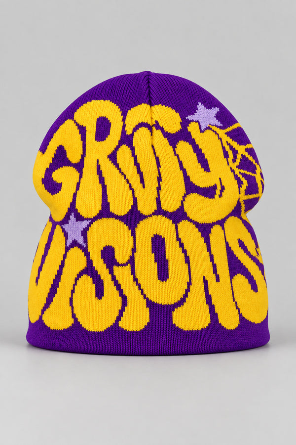 Bonnet Y2K 'Groovy Visions' jaune et violet