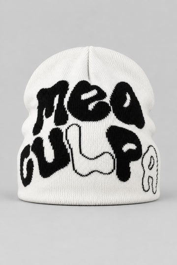 Bonnet Y2K 'Mea Culpa' noir et blanc