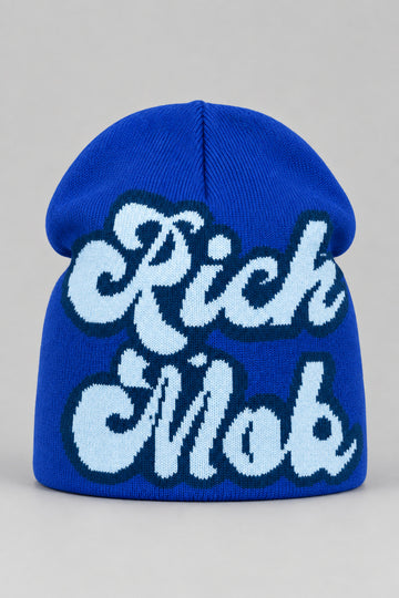 Bonnet Y2K 'Rich Mob' bleu