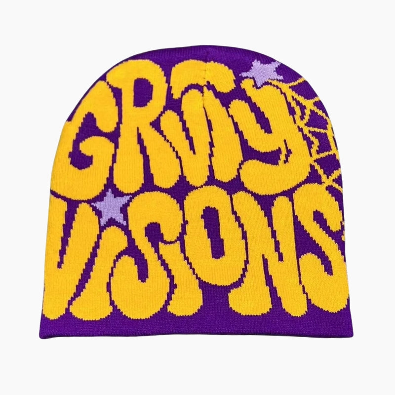 Bonnet Y2K 'Groovy Visions' jaune et violet