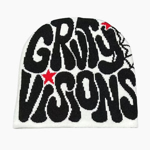 Bonnet Y2K 'Groovy Visions' noir et blanc