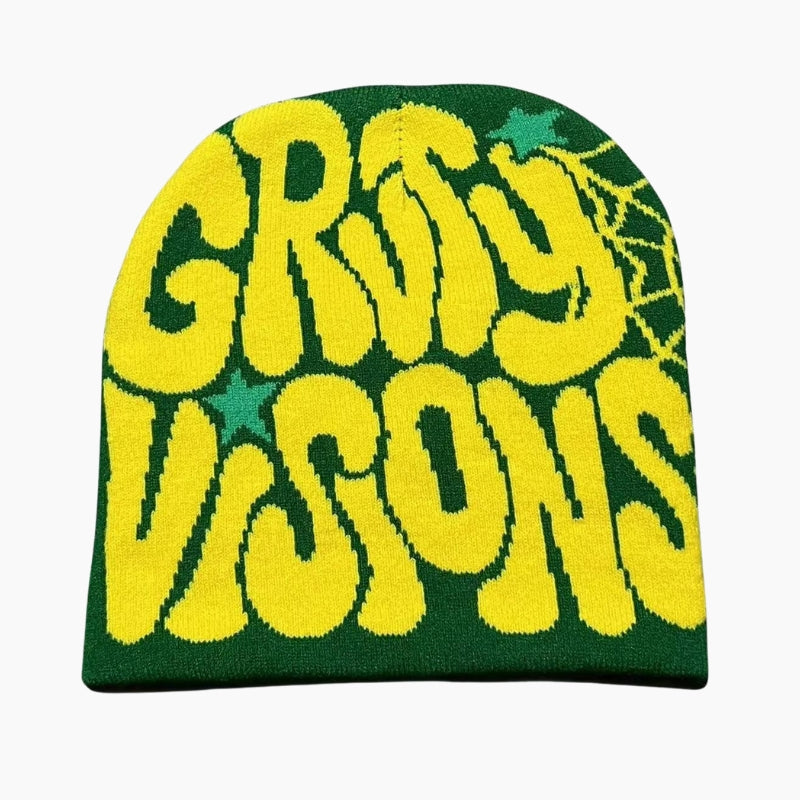 Bonnet Y2K 'Groovy Visions' vert et jaune