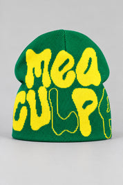 Bonnet Y2K 'Mea Culpa' jaune et vert — bonnet seul sur fond gris