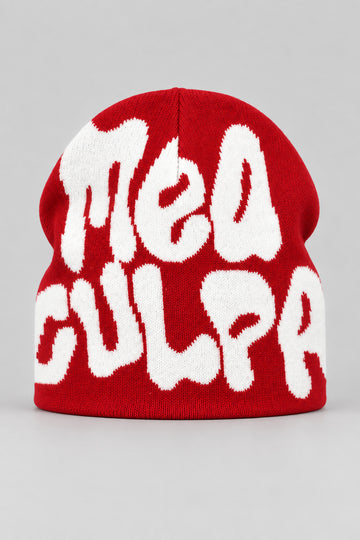 Bonnet Y2K 'Mea Culpa' rouge et blanc