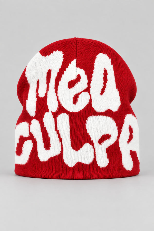 Bonnet Y2K 'Mea Culpa' rouge et blanc