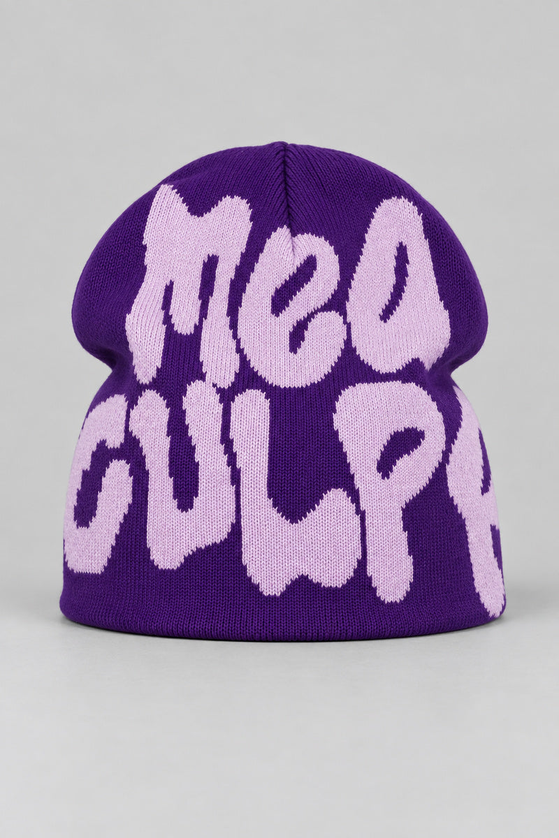 Bonnet Y2K 'Mea Culpa' violet et rose — bonnet seul sur fond gris