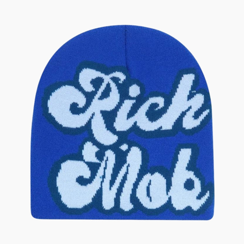 Bonnet Y2K 'Rich Mob' bleu