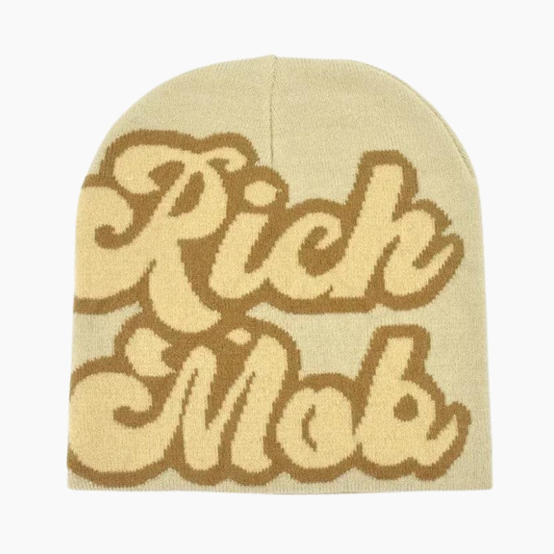 Bonnet Y2K 'Rich Mob' crème