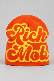 Bonnet Y2K 'Rich Mob' orange — bonnet seul sur fond gris