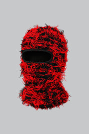 Cagoule Tricotée Camouflage Noir Rouge — vue studio sur fond gris