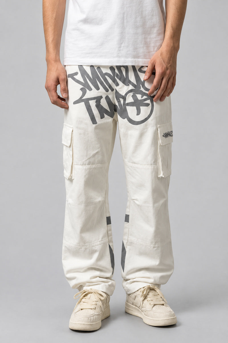 Cargo Streetwear Blanc — vue de face, Y2K CLUB