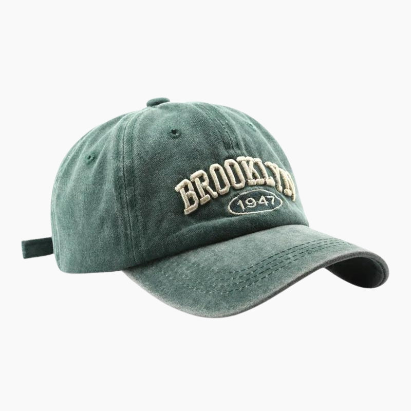 Casquette Y2K 'Brooklyn' verte, casquette gertrude gaston ecriture