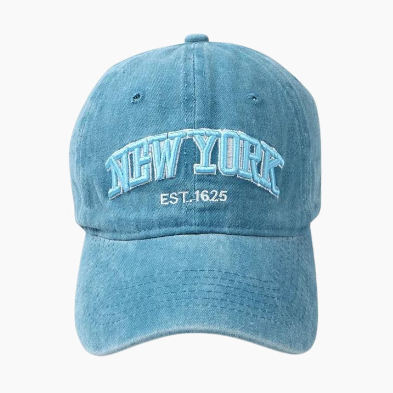 Casquette Y2K 'New York' turquoise, casquette sweet pants bleu electrique