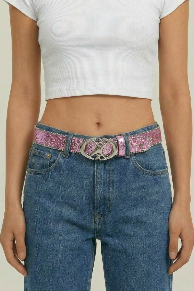 Ceinture Holographique Rose – Ceinture Y2K | Y2K Club