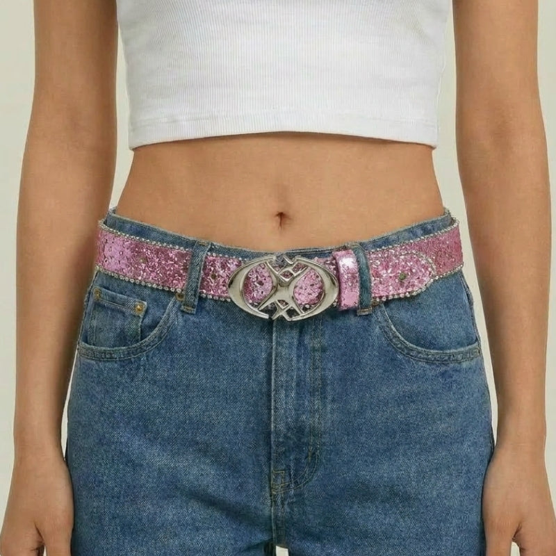 Ceinture Holographique Rose – Ceinture Y2K | Y2K Club