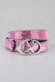 Ceinture Holographique Rose — seule sur fond gris studio