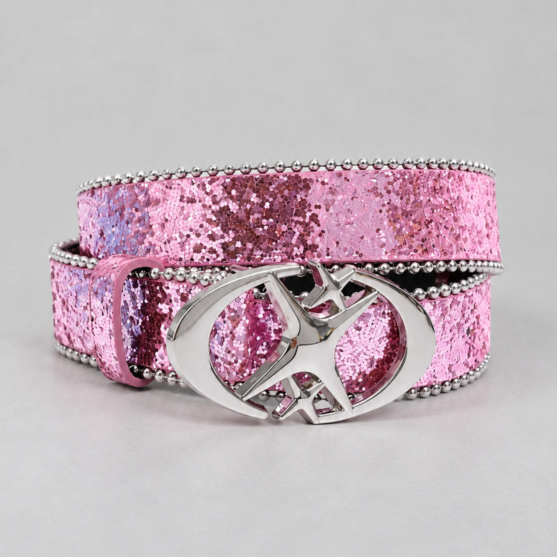Ceinture Holographique Rose — seule sur fond gris studio