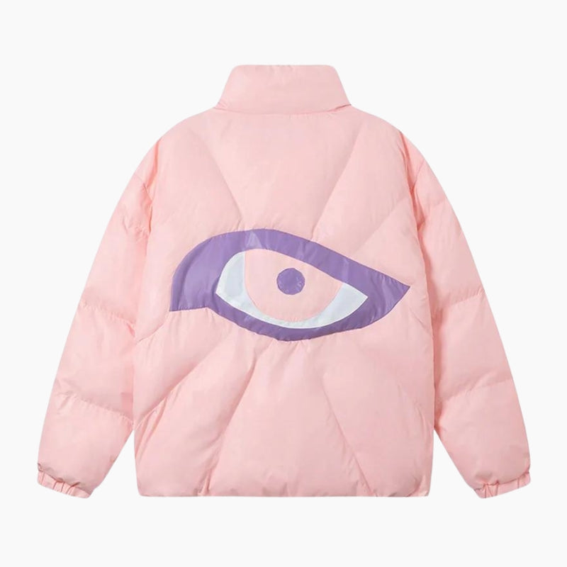 Doudoune Y2K mixte édition 'All-Seeing Eye' de couleur rose