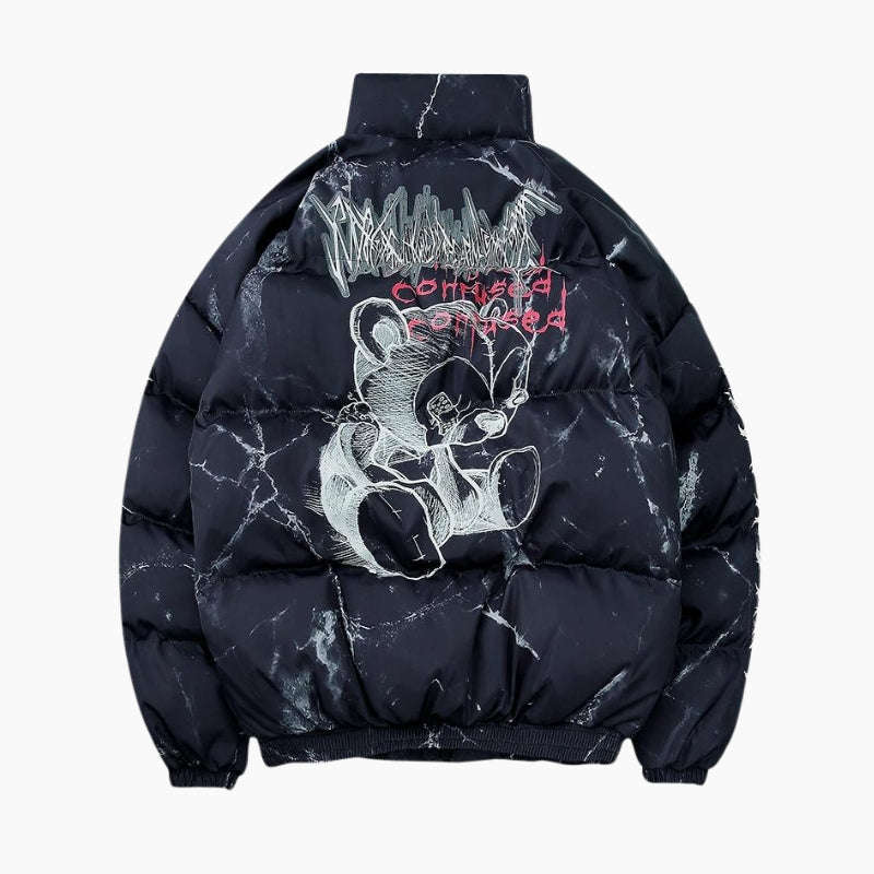 Doudoune Y2K mixte édition 'Cosmic Bear' de couleur noire