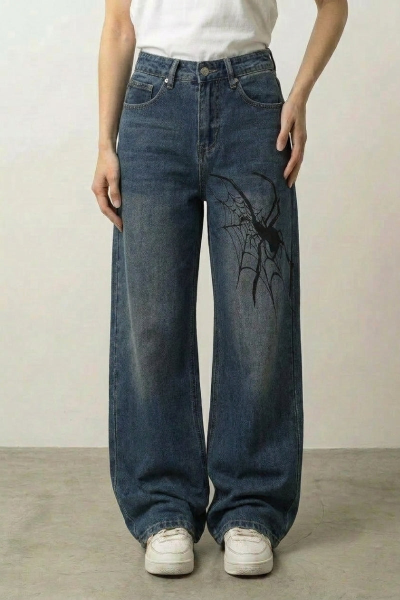 Jean Araignée Punk – Denim Streetwear Y2K | Y2K Club