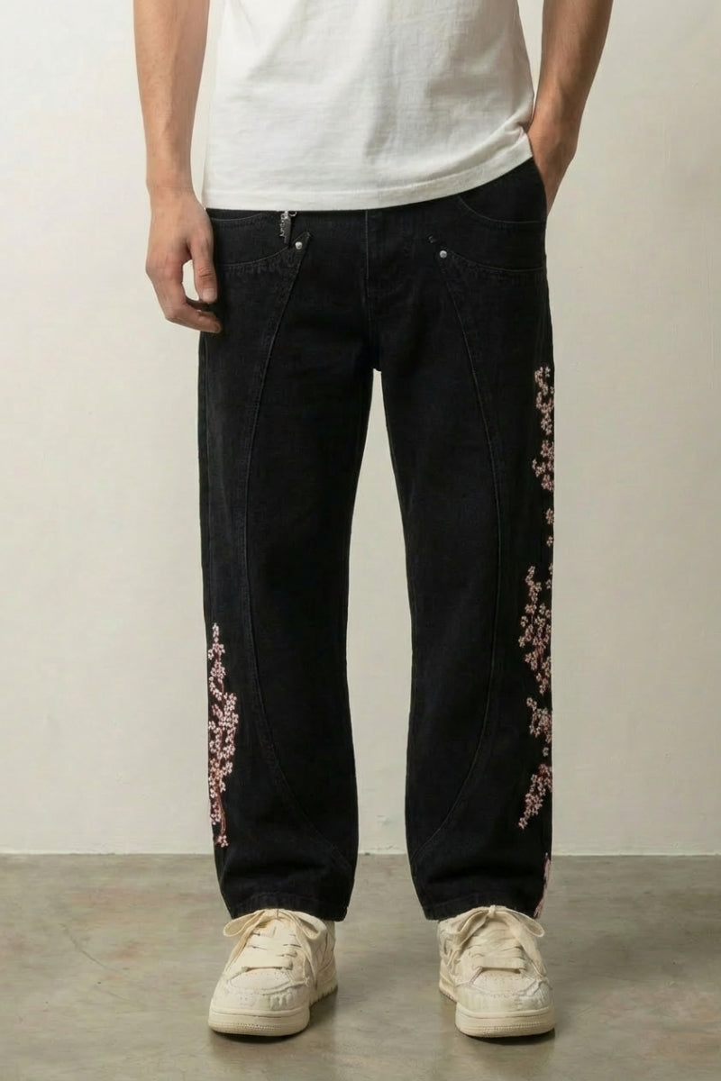 Jean Baggy Brodé – Denim Streetwear Y2K | Y2K Club