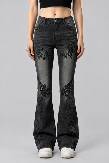 Jean Floral Low-Rise