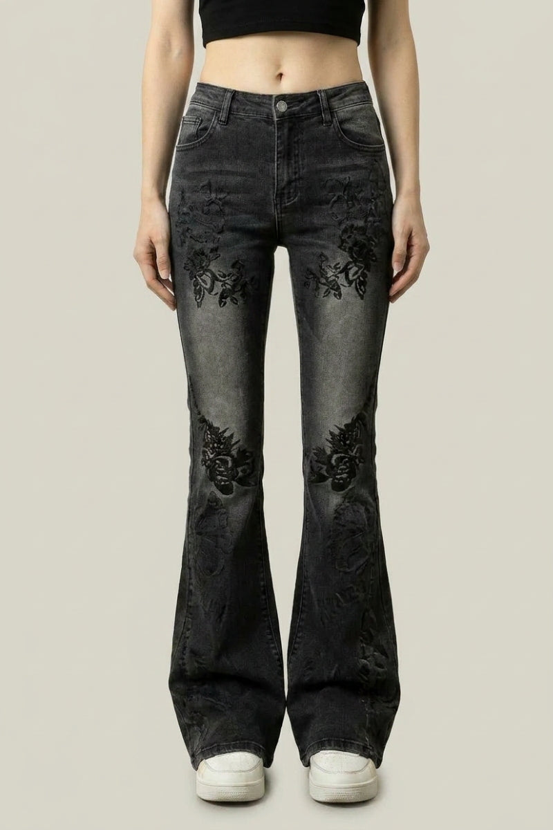 Jean Floral Low-Rise – Denim Streetwear Y2K | Y2K Club