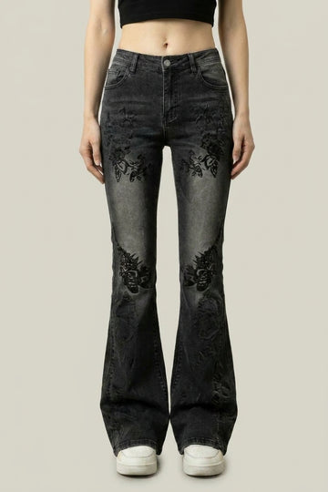 Jean Floral Low-Rise