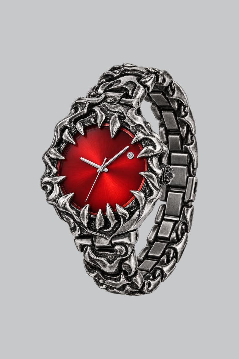 Montre Sport Gothique Rouge — vue studio sur fond gris