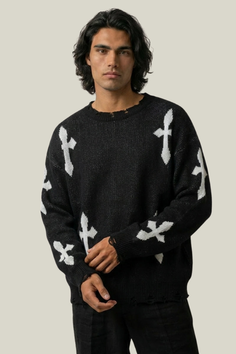 Pull Croix Destroy – Pull Knitwear Y2K | Y2K Club