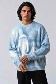 Pull Dégradé Colorblock, porté de face sur fond gris clair