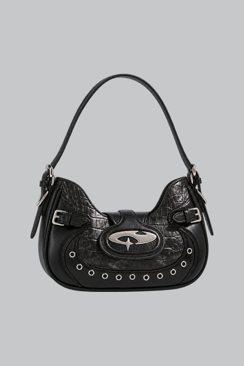 Sac Mini Métallique Y2K Noir — vue studio sur fond gris