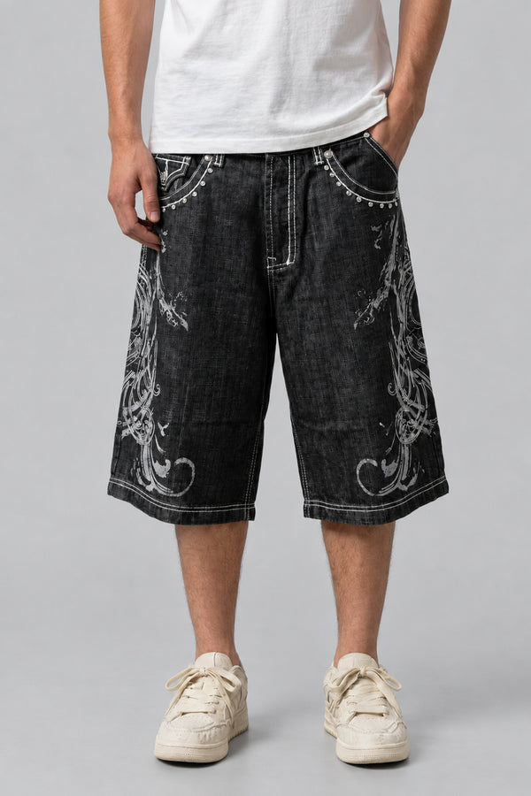 Short Denim Baggy Brodé