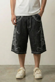 Short Denim Baggy Brodé – Short Streetwear Y2K | Y2K Club