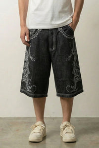 Short Denim Baggy Brodé
