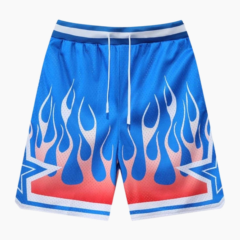 Short Y2K 'Flammes' bleu, short corteiz bleu ciel