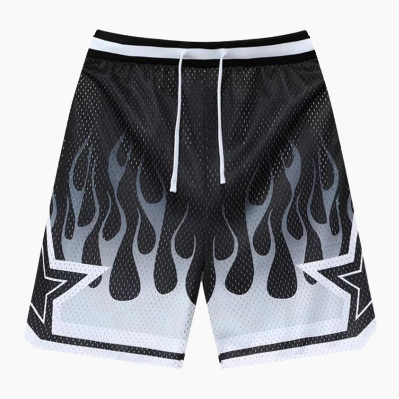 Short Y2K 'Flammes' noir, low rise shorts y2k, short y2k homme