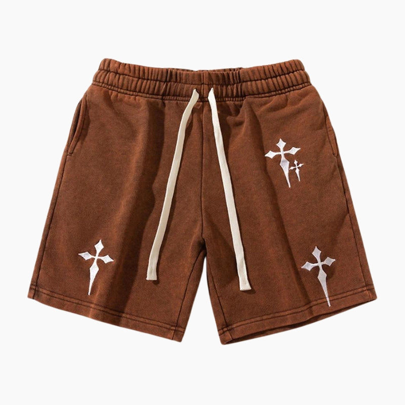 Short Y2K 'Gothic Cross' marron