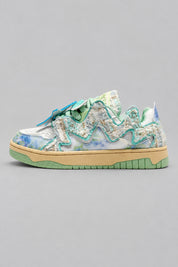Sneakers Patchwork Y2K — Blue — vue de profil | Y2K Club