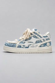 Sneakers Denim Rétro — Blue — vue de profil | Y2K Club