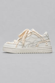 Sneakers Denim Rétro — White — vue de profil | Y2K Club