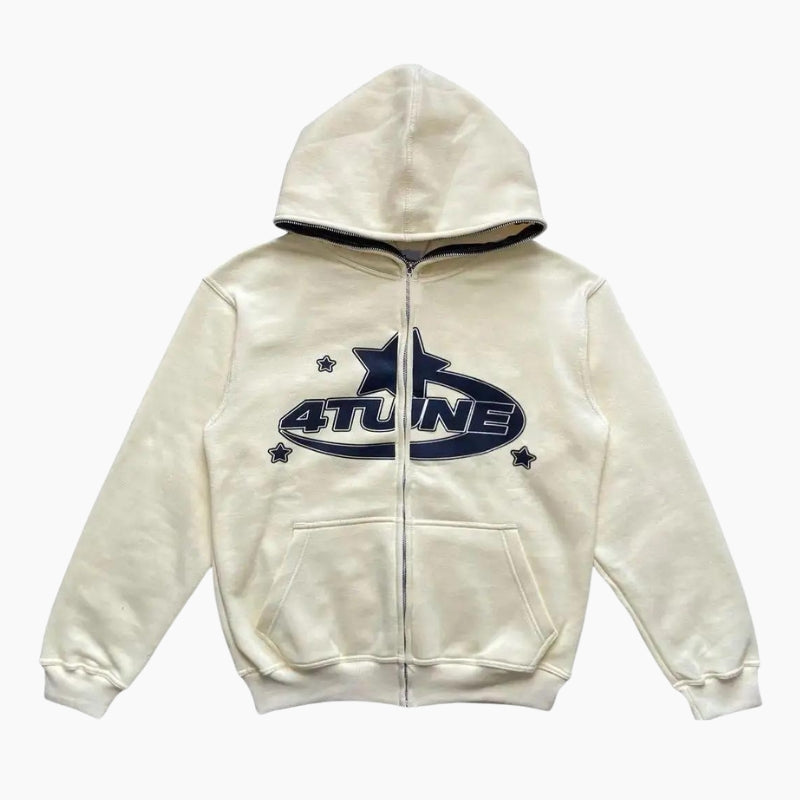 Sweat à capuche Y2K '4Tune' crème