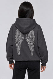 Sweat Ange Ailes Brodées gris fonce, vue dos — Y2K CLUB