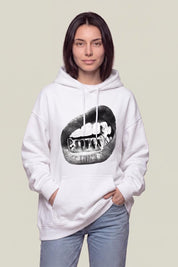 Sweat Bouche Grillz Rap Blanc vue de face – Sweat Y2K | Y2K Club