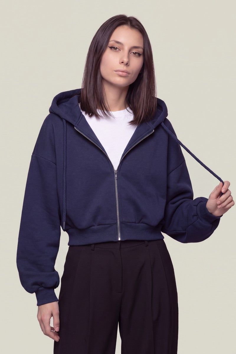 Sweat Court Zippé Coréen Bleu Marine – Sweat Y2K | Y2K Club