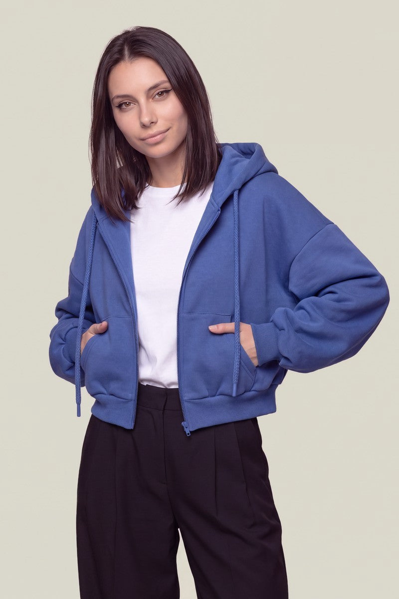 Sweat Court Zippé Coréen Bleu – Sweat Y2K | Y2K Club