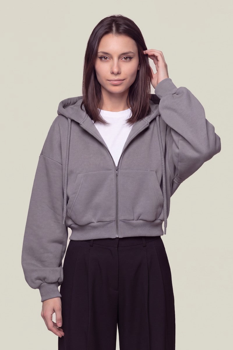 Sweat Court Zippé Coréen Gris – Sweat Y2K | Y2K Club