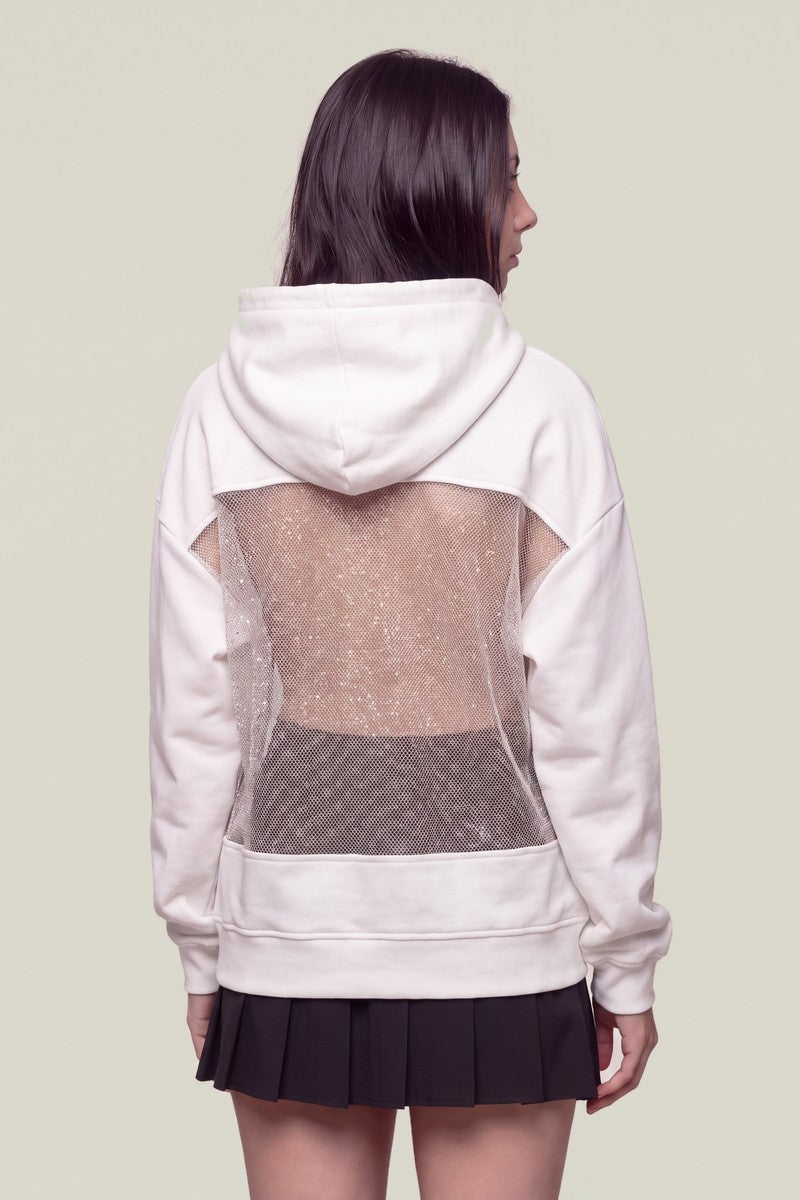 Sweat Dos Strass McBling Blanc vue de dos – Sweat Y2K | Y2K Club