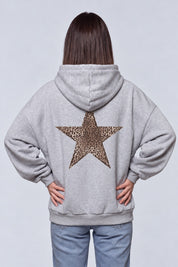 Sweat Étoile Léopard Années 2000 — gris dos, fond gris perle, Y2K CLUB