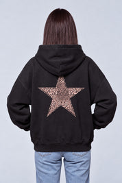 Sweat Étoile Léopard Années 2000 — noir dos, fond gris perle, Y2K CLUB